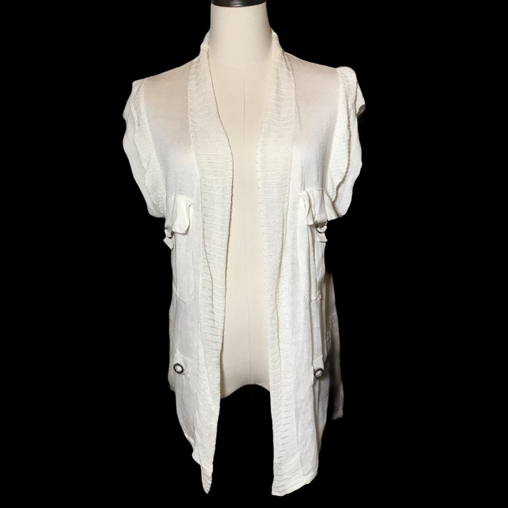 Banana Republic Cardigan Ruffle Heritage Linen Top Cardigan Sweater Lightweight